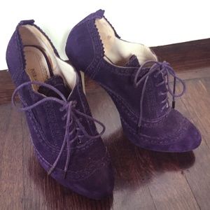 Purple Kid Suede Oxford Heels